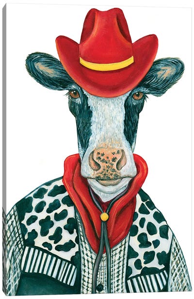 Mr. Cow-Boy - The Hipster Animal Gang Canvas Art Print - k Madison Moore