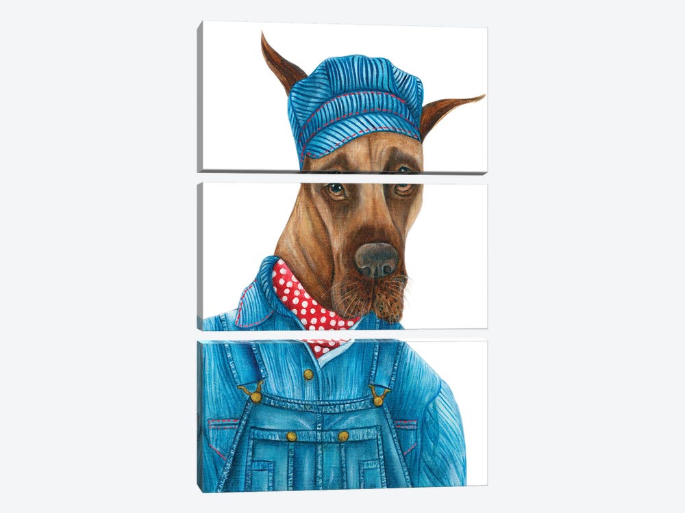 Mr. Daryl Brakeman - The Hipster Animal Gang by k Madison Moore 3-piece Canvas Print