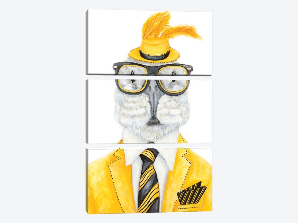 Mr. Dewy Snickers - The Hipster Animal Gang by k Madison Moore 3-piece Canvas Artwork
