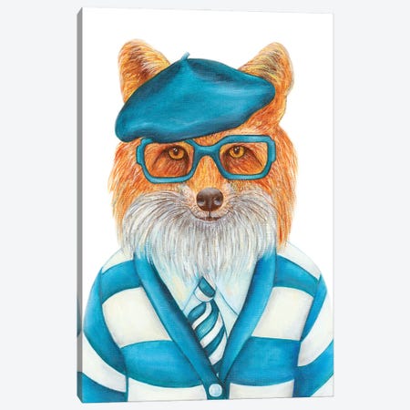 Mr. Dom The Charmer - The Hipster Animal Gang Canvas Print #KMM38} by k Madison Moore Art Print