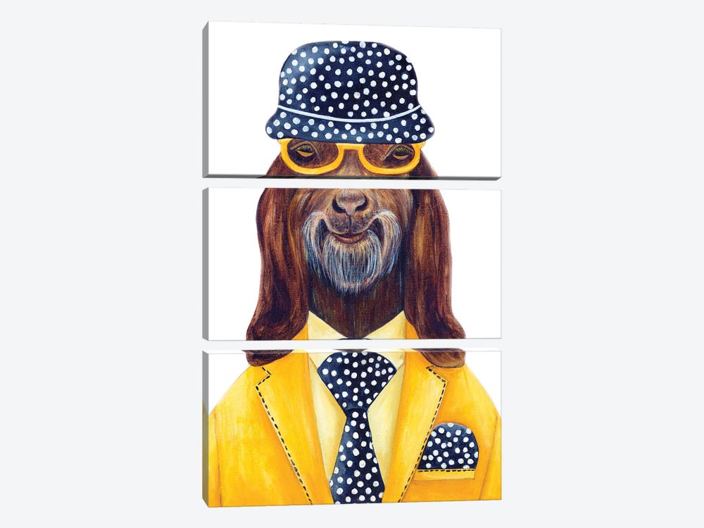 Billie Clinton - The Hipster Animal Gang by k Madison Moore 3-piece Canvas Print