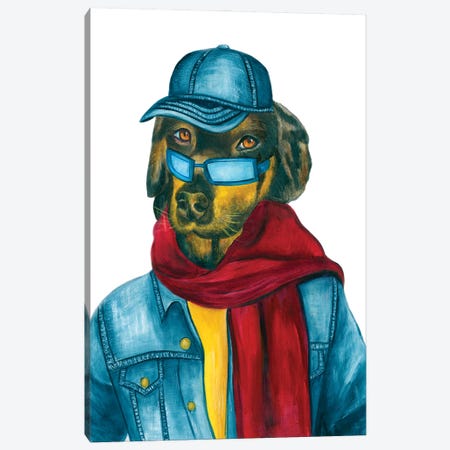 Mr. Gunner - The Hipster Animal Gang Canvas Print #KMM41} by k Madison Moore Canvas Art