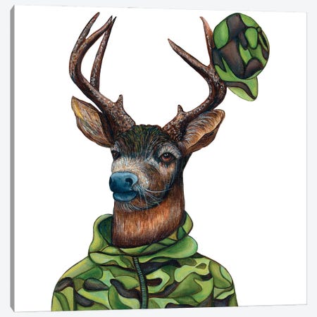 Mr. Hershel Buckley - The Hipster Animal Gang Canvas Print #KMM42} by k Madison Moore Canvas Wall Art