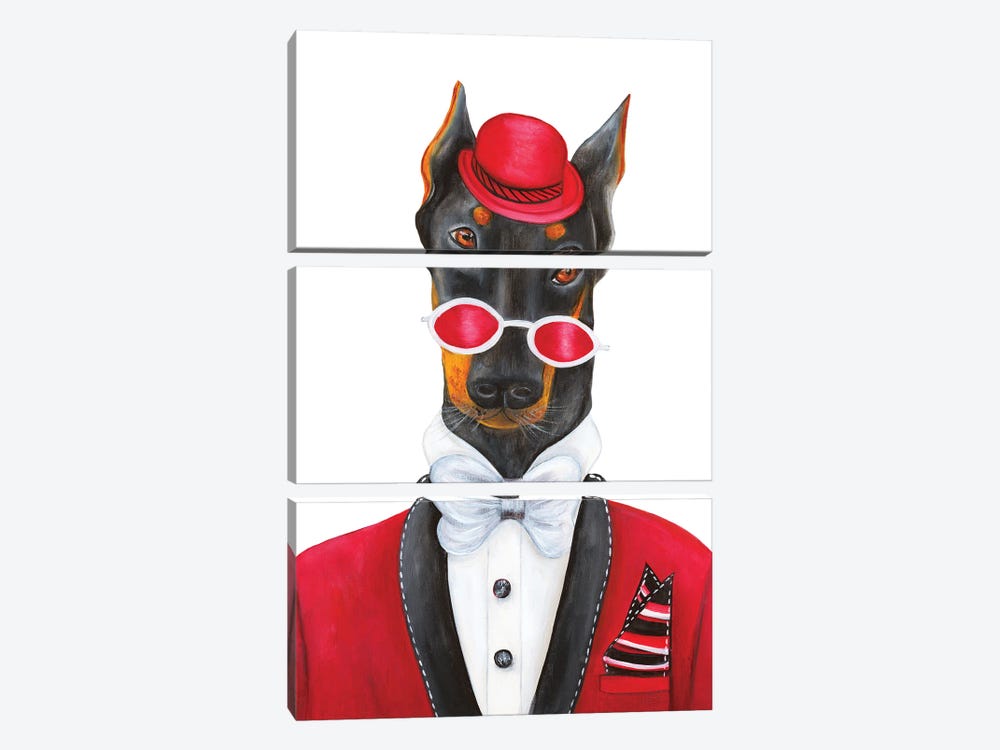 Mr. Jude Paw - The Hipster Animal Gang by k Madison Moore 3-piece Canvas Art