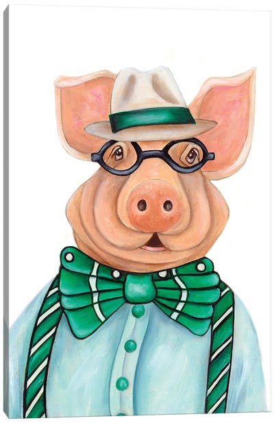 Mr. Kevin Bacon - The Hipster Animal Gang Canvas Art Print - k Madison Moore