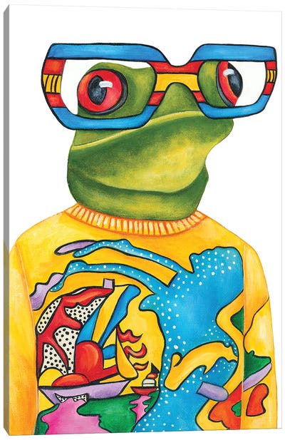 Mr. P. Max - The Hipster Animal Gang Canvas Art Print - Frog Art