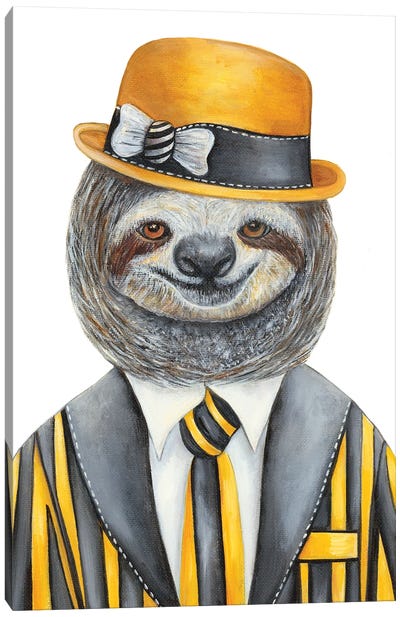 Mr. Pokeymaun - The Hipster Animal Gang Canvas Art Print - Sloth Art