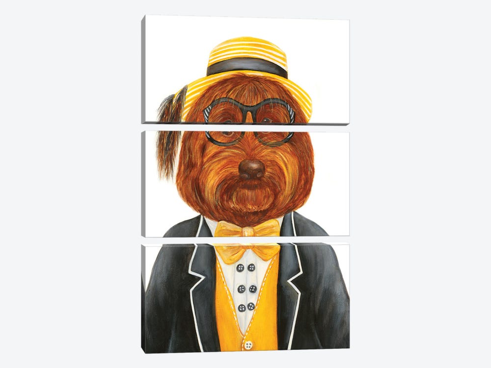 Mr. Shag Buster - The Hipster Animal Gang by k Madison Moore 3-piece Canvas Artwork