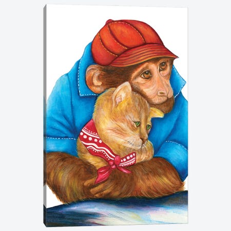Binne And Flynn Unlikely Friends - The Hipster Animal Gang Canvas Print #KMM4} by k Madison Moore Canvas Print