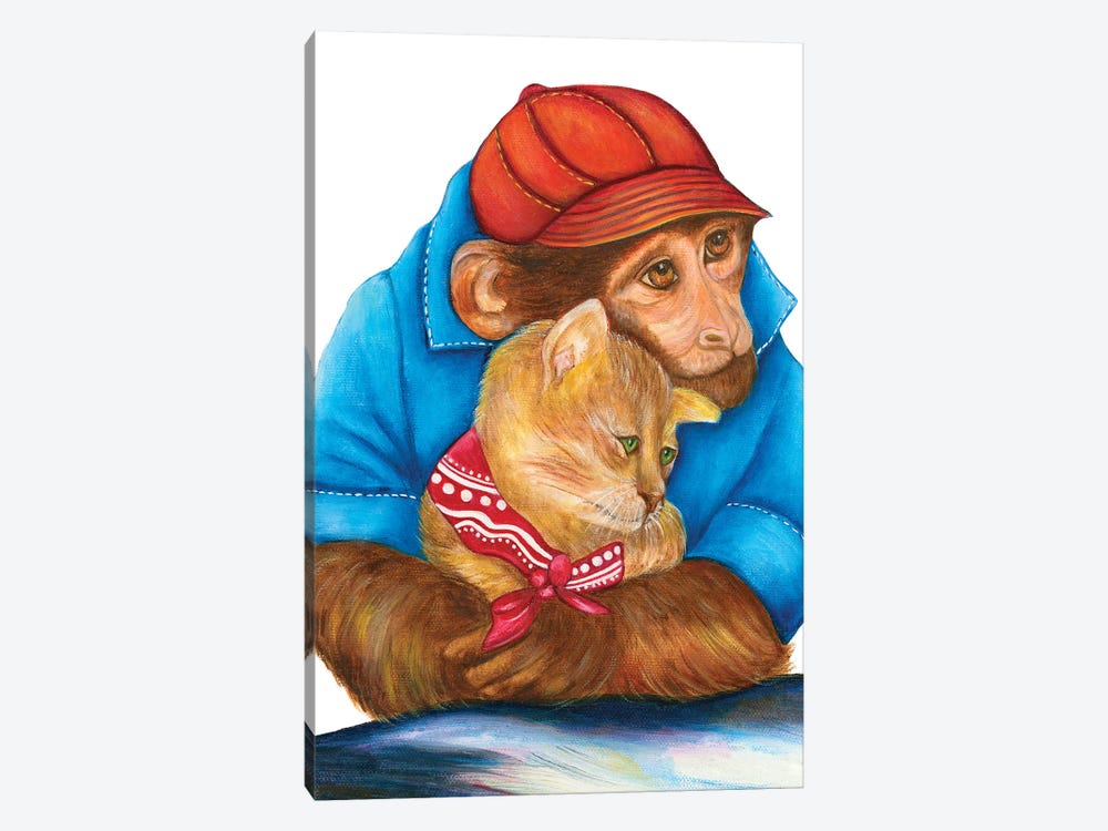 Binne And Flynn Unlikely Friends - The Hipster Animal Gang by k Madison Moore 1-piece Canvas Art