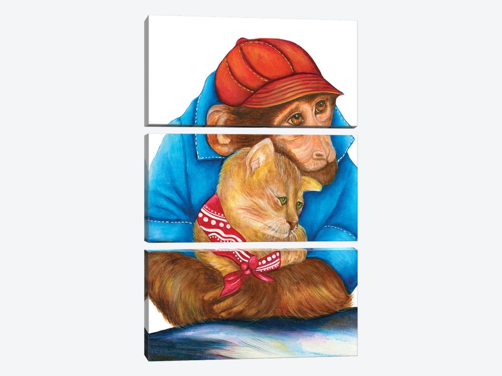 Binne And Flynn Unlikely Friends - The Hipster Animal Gang by k Madison Moore 3-piece Canvas Art