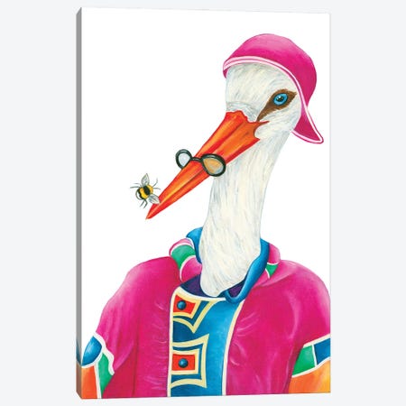 Mr. Stork And Friend - The Hipster Animal Gang Canvas Print #KMM50} by k Madison Moore Canvas Art Print
