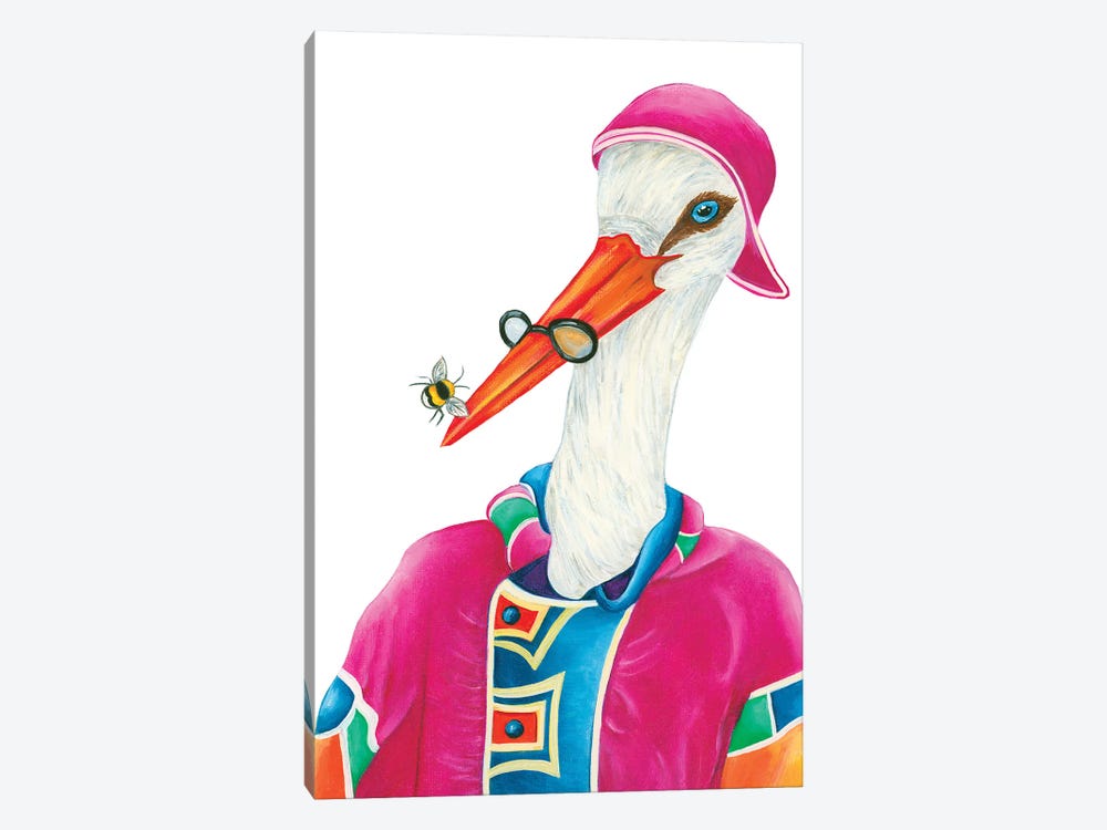 Mr. Stork And Friend - The Hipster Animal Gang by k Madison Moore 1-piece Canvas Print