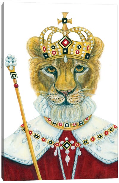 Nalea The Lion Queen - The Hipster Animal Gang Canvas Art Print - Kings & Queens