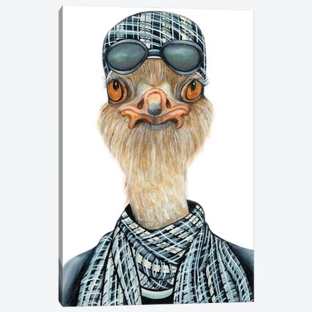 Ollie Ostrich - The Hipster Animal Gang Canvas Print #KMM61} by k Madison Moore Canvas Artwork