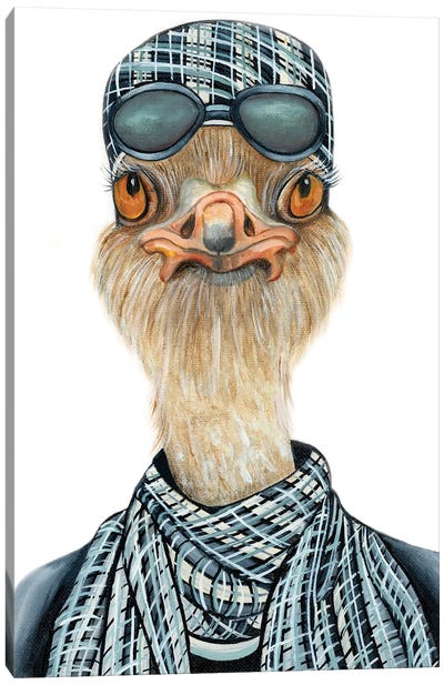 Ollie Ostrich - The Hipster Animal Gang Canvas Art Print - Ostrich Art