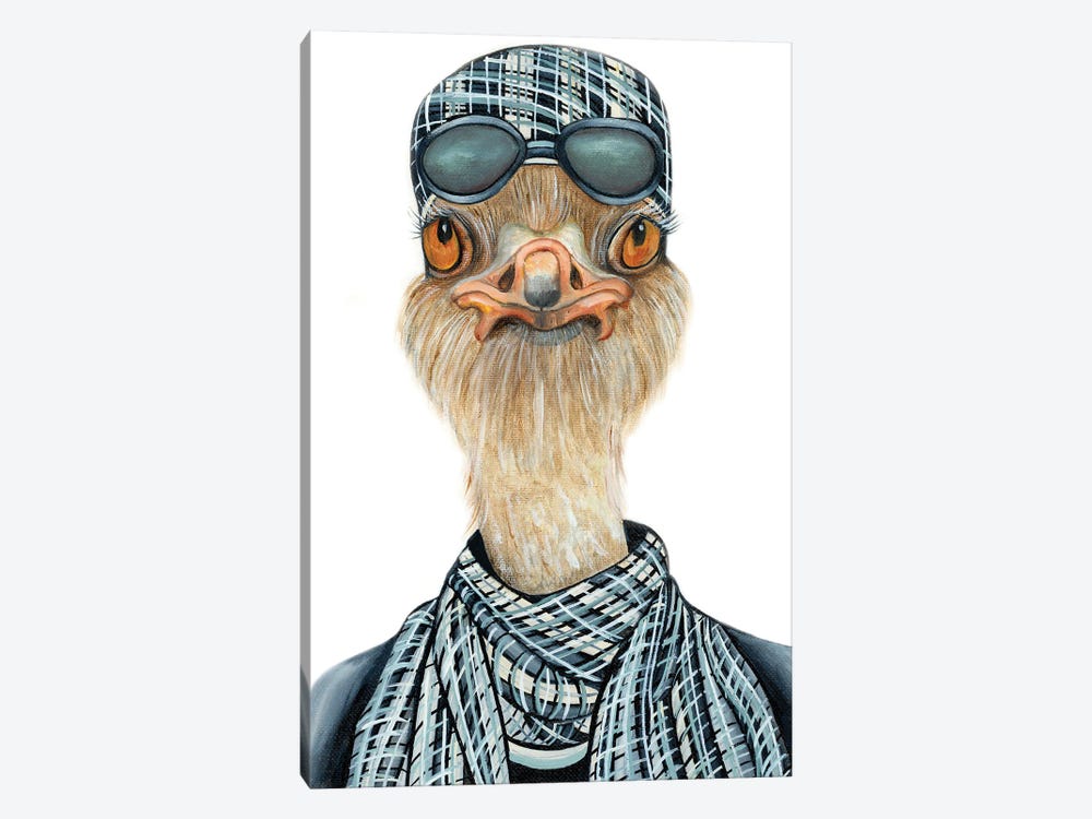 Ollie Ostrich - The Hipster Animal Gang by k Madison Moore 1-piece Canvas Art Print
