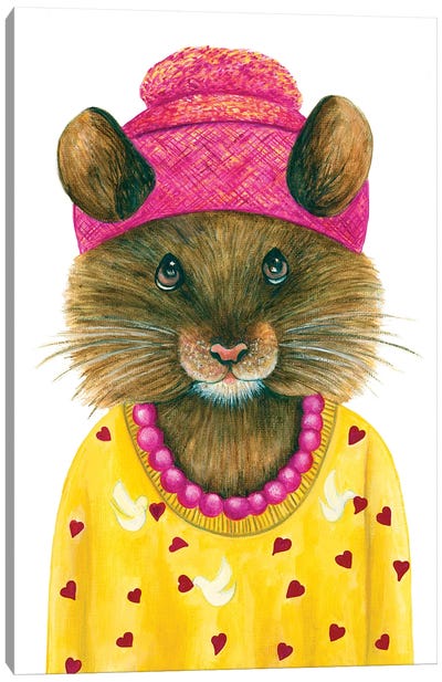 Phoebe Little Cheese - The Hipster Animal Gang Canvas Art Print - Mouse Art