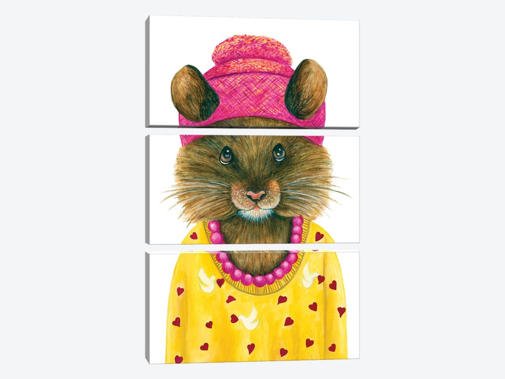 Phoebe Little Cheese - The Hipster Animal Gang by k Madison Moore 3-piece Canvas Print