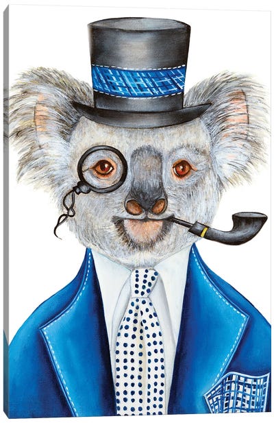 Professor Coloo Intellect - The Hipster Animal Gang Canvas Art Print - Koala Art
