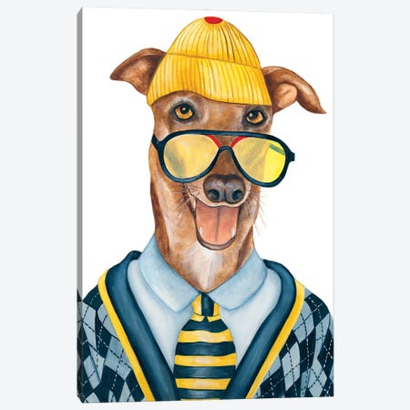 Professor Knitter - The Hipster Animal Gang Canvas Print #KMM68} by k Madison Moore Canvas Art
