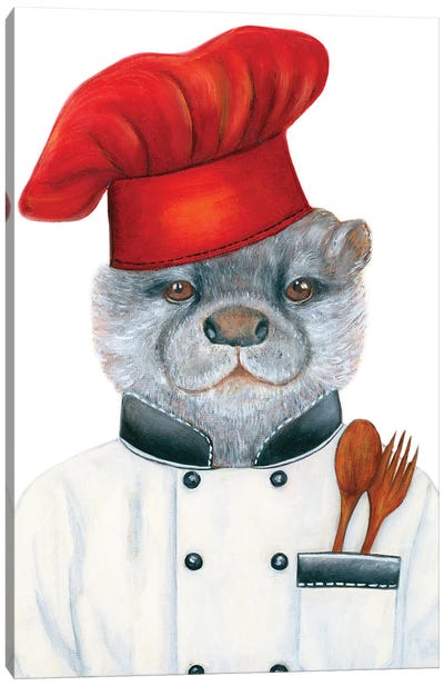 Chef Otterbutter - The Hipster Animal Gang Canvas Art Print - Otter Art