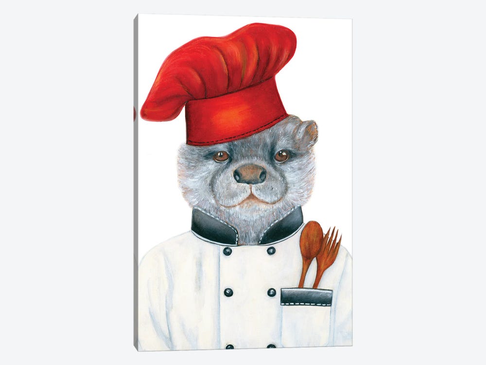 Chef Otterbutter - The Hipster Animal Gang by k Madison Moore 1-piece Canvas Artwork