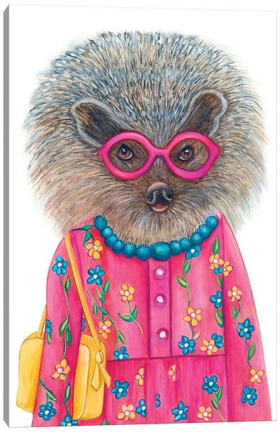 Quillena Booboo Hedgehog - The Hipster Animal Gang Canvas Art Print - k Madison Moore