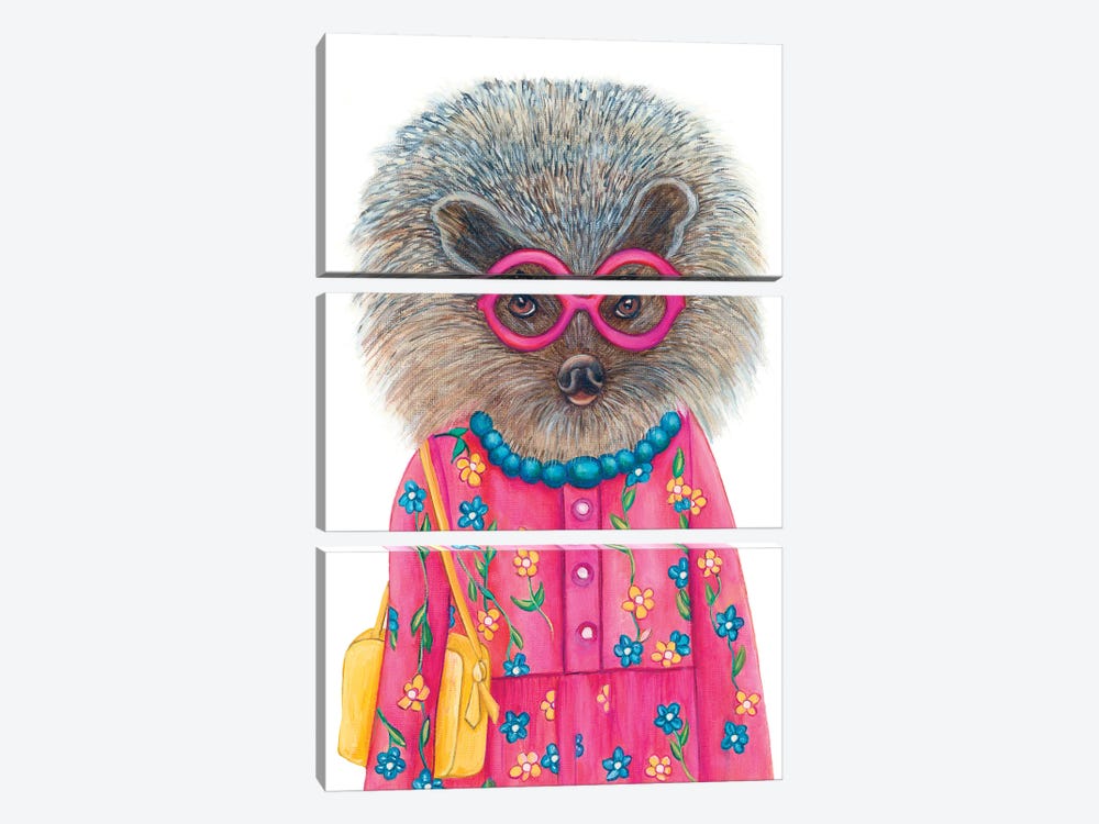 Quillena Booboo Hedgehog - The Hipster Animal Gang by k Madison Moore 3-piece Canvas Art