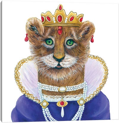 Zariel The Lions Princess - The Hipster Animal Gang Canvas Art Print - Crown Art
