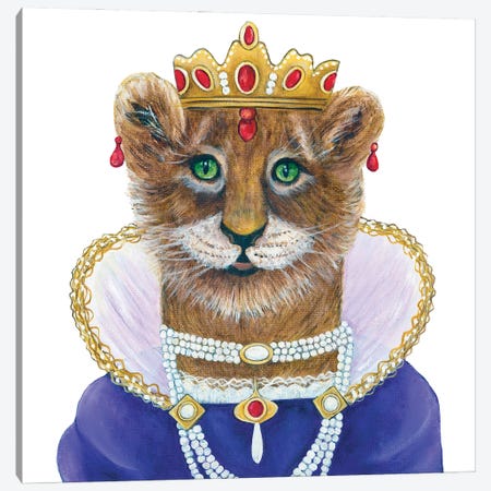Zariel The Lions Princess - The Hipster Animal Gang Canvas Print #KMM75} by k Madison Moore Canvas Art