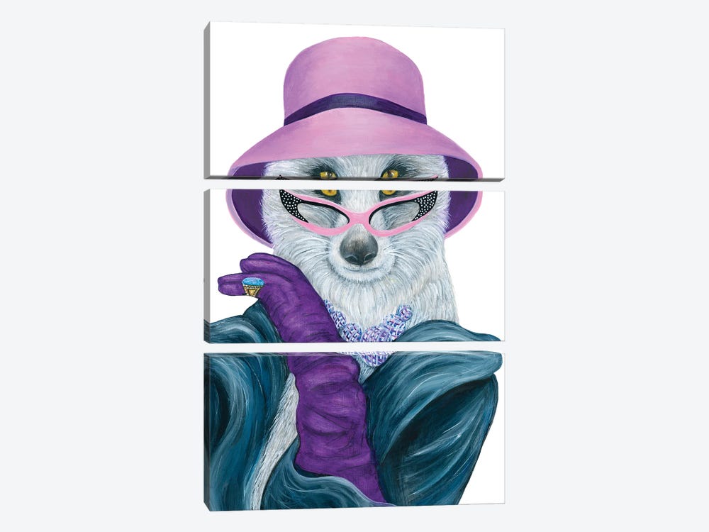 Foxy Lady - Hipster Animal Gang by k Madison Moore 3-piece Canvas Art Print