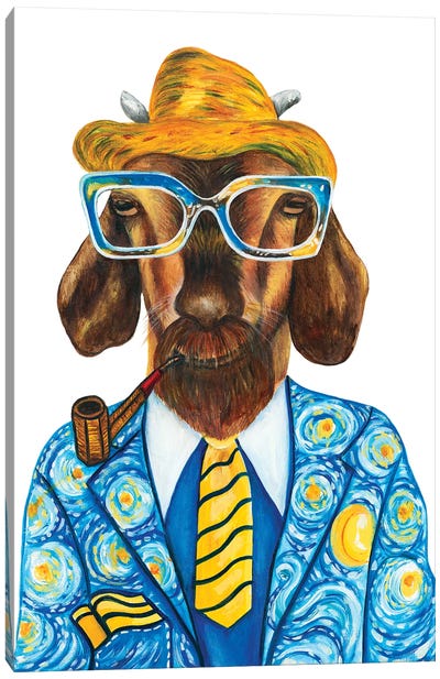 Vincent van Goat - Hipster Animal Gang Canvas Art Print - Smoking Art