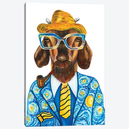 Vincent van Goat - Hipster Animal Gang Canvas Print #KMM80} by k Madison Moore Canvas Wall Art
