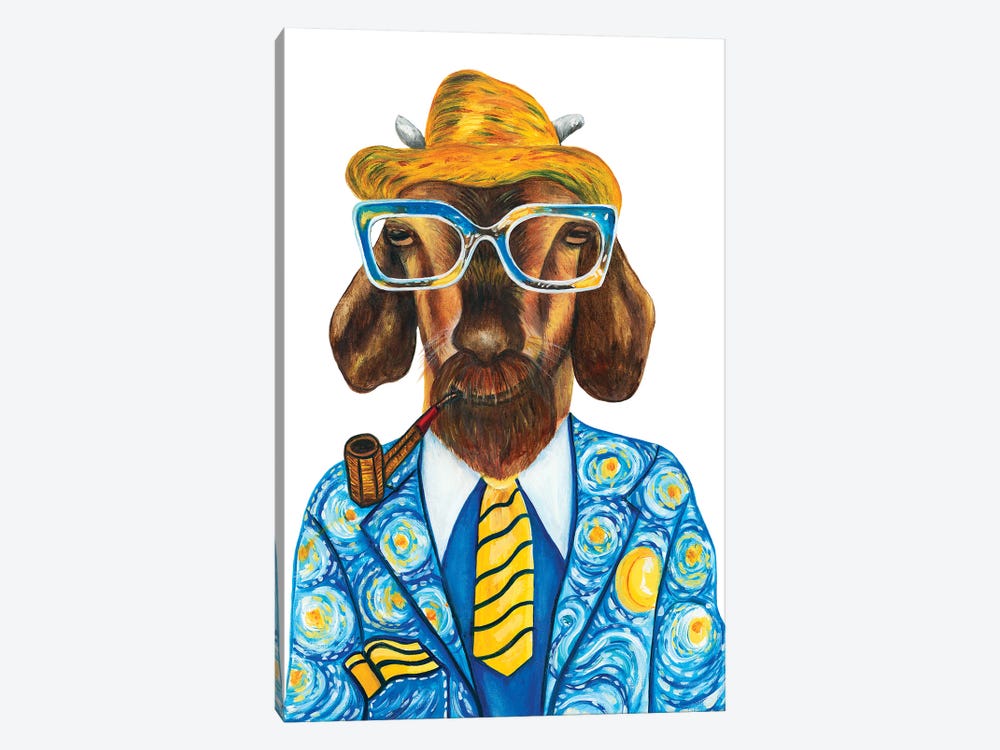 Vincent van Goat - Hipster Animal Gang by k Madison Moore 1-piece Canvas Artwork