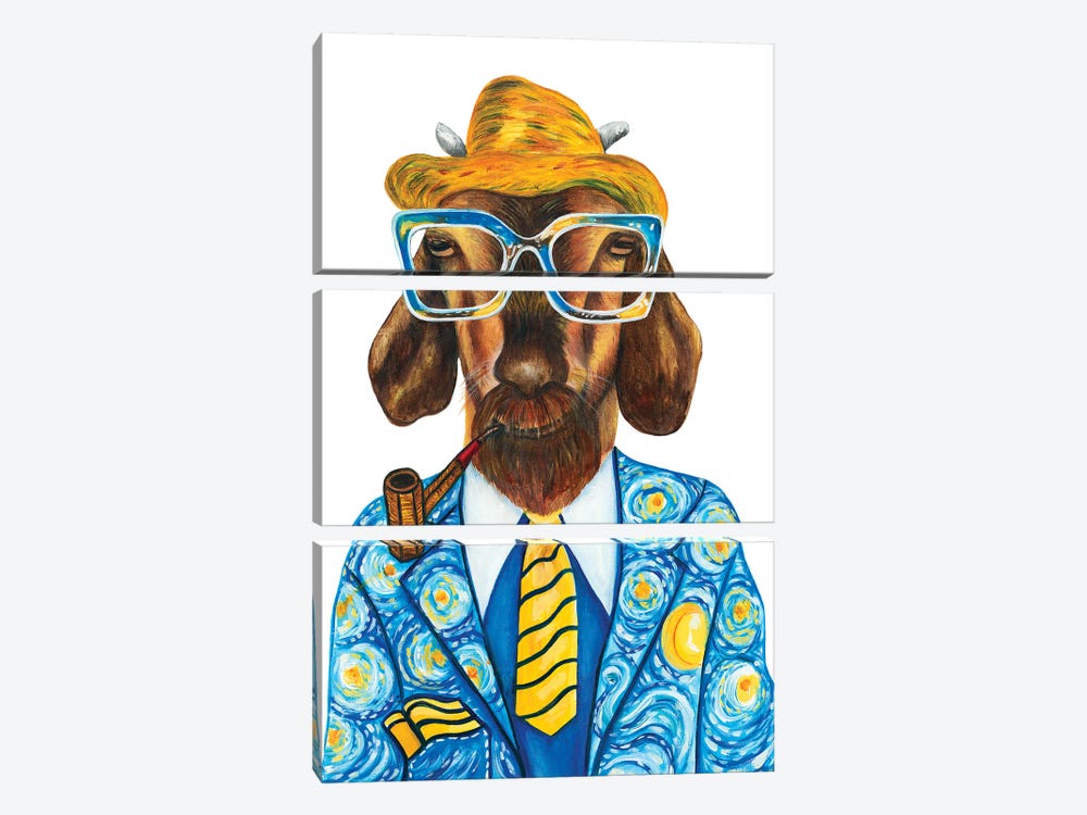 Vincent van Goat - Hipster Animal Gang by k Madison Moore 3-piece Canvas Wall Art
