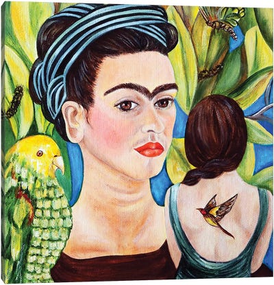 Frida And Friends Canvas Art Print - Frida Kahlo