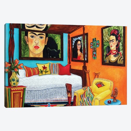 Frida's Bedroom Canvas Print #KMM87} by k Madison Moore Art Print
