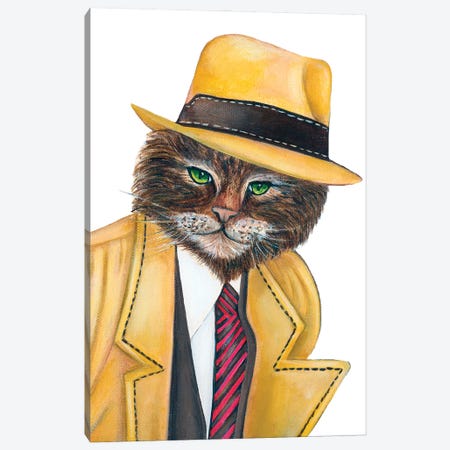 Detective Rick Tracy - The Hipster Animal Gang Canvas Print #KMM8} by k Madison Moore Canvas Wall Art