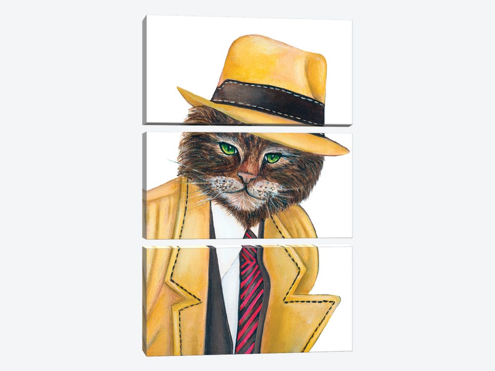 Detective Rick Tracy - The Hipster Animal Gang by k Madison Moore 3-piece Canvas Artwork