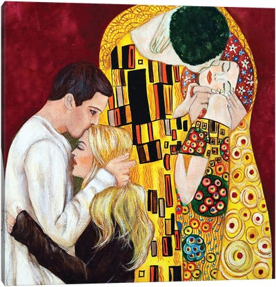 Klimt Lovers Canvas Art Print - Life Imitates Art