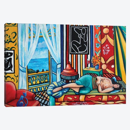Lounging In The Patterns Of Matisse Canvas Print #KMM96} by k Madison Moore Canvas Wall Art