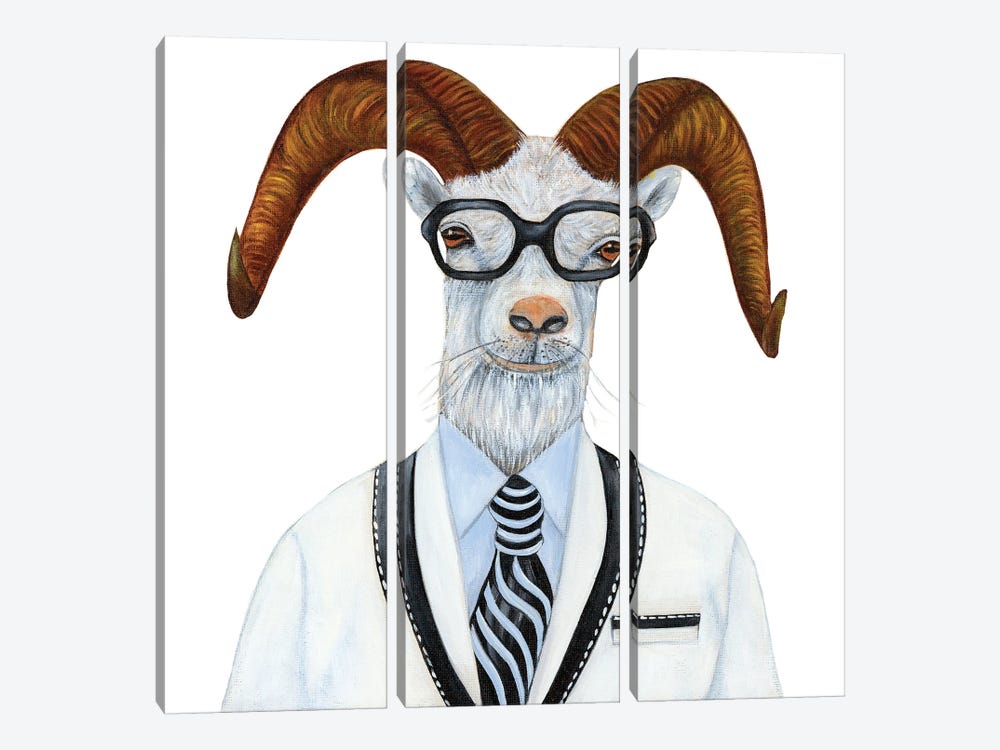 Dr Adam Lamb-bert Veterinarian - The Hipster Animal Gang by k Madison Moore 3-piece Art Print
