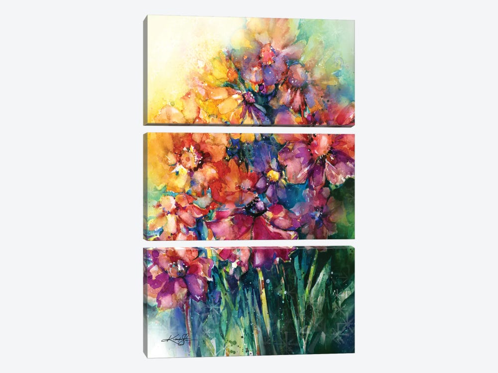 Floral Jubilee II by Kathy Morton Stanion 3-piece Canvas Print