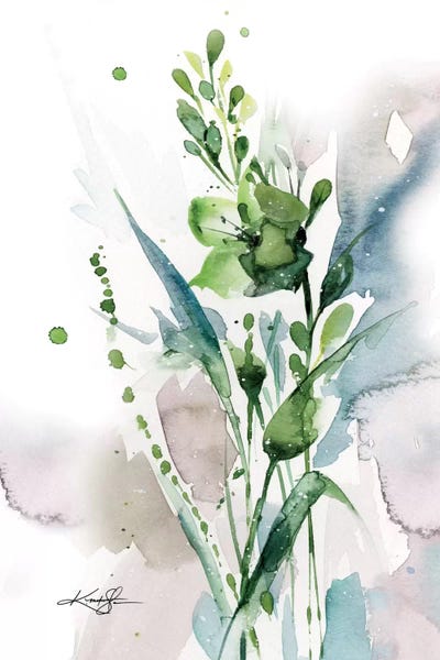 Watercolor Flowers: Green Bliss I by Kathy Morton Stanion