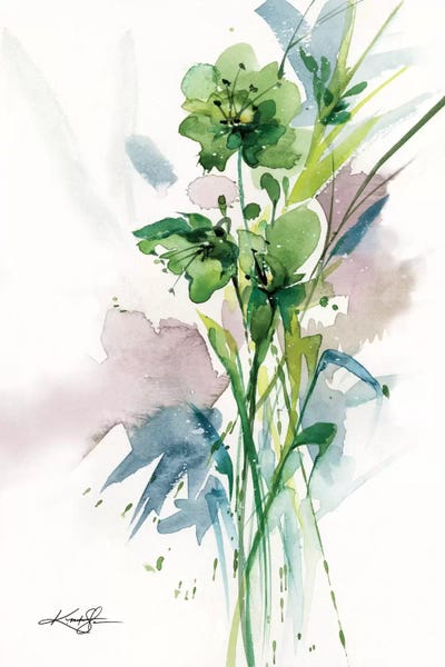 Watercolor Flowers: Green Bliss II by Kathy Morton Stanion