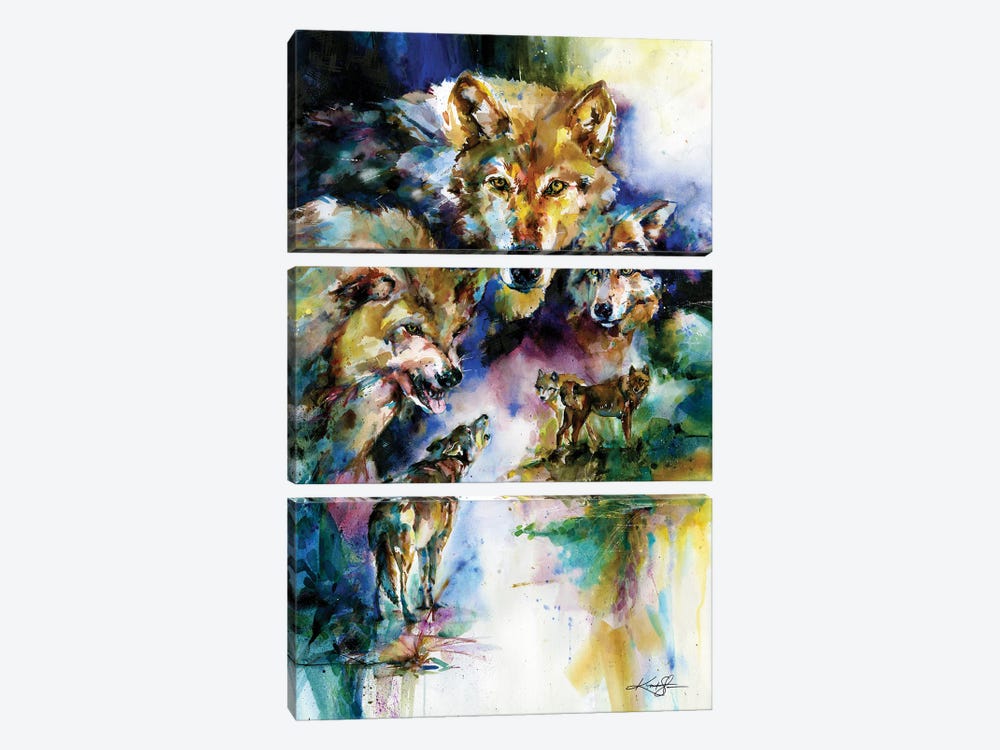 Wolves by Kathy Morton Stanion 3-piece Canvas Print