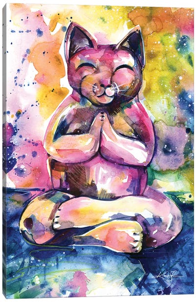 Buddha Cat XI Canvas Art Print - Zen Bedroom Art