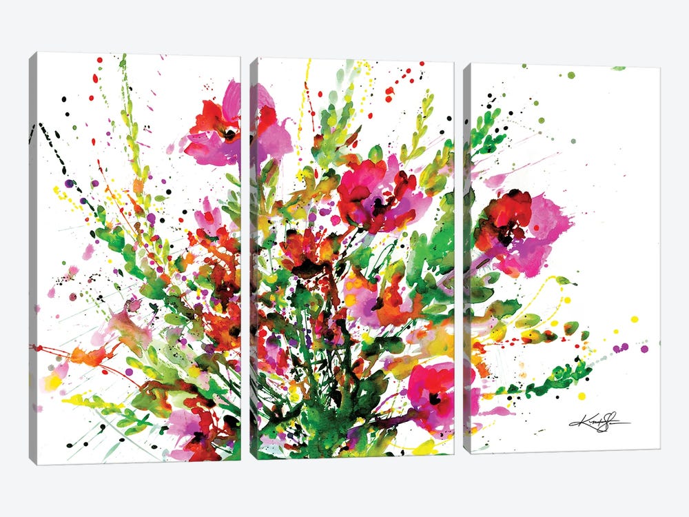 Flowers Make Me Happy 4 by Kathy Morton Stanion 3-piece Canvas Print