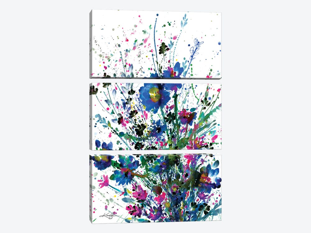 Flowers Make Me Happy 3 by Kathy Morton Stanion 3-piece Canvas Art Print